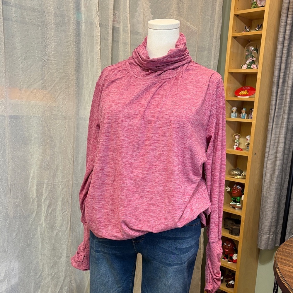 NWT Jones New York Heathered Pink Cowl Neck Turtleneck